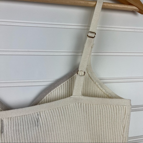 Trendy Cream Knit Sweater Crop Tank Faux Corset Top - Picture 9 of 9